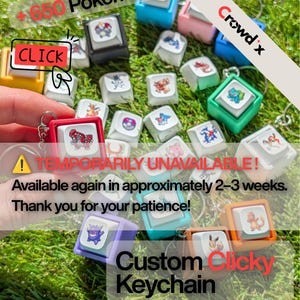 Custom Pokémon Keycap Stress Relief Keychain – Clicky Fidget Cube Toy, Choose from 650+ Pokémon, Shiny Options & Poké Balls