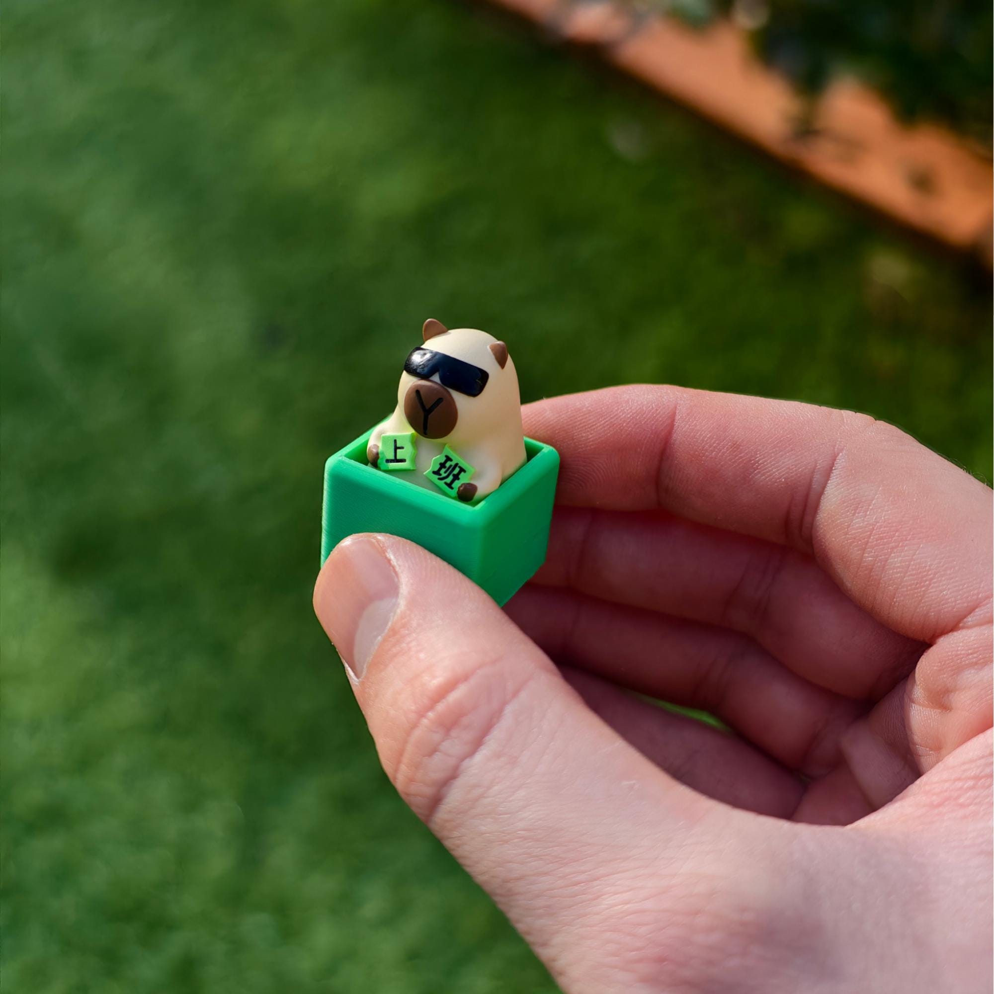 Schattige capibara-sleutelhanger van hars met verwisselbare sleutelkapjes voor stressverlichting – gedetailleerde klikkubus van hars – perfect cadeau - België