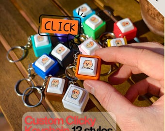 Portachiavi antistress a forma di criceto con tasti intercambiabili, interruttore Fidget a cubo 3D, 12 adorabili design e colori, regalo per gli amanti degli animali