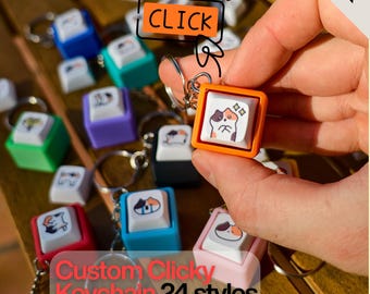 Portachiavi antistress a forma di gatto carino – Cubo Fidget con stampa 3D e interruttore meccanico – 24 adorabili design e colori di gatti – Regalo per amanti degli animali