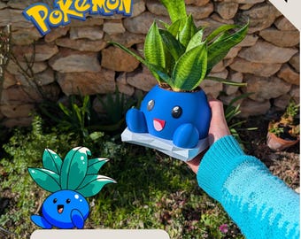 Vaso da fiori Oddish Pokémon - Vaso da fiori stampato in 3D, grazioso decoro da gioco, fioriera, porta piante da scrivania, regalo per giocatori