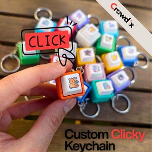 Pokémon Keycap Stress Relief Keychain – Custom 3D Printed Cube Toy with Mechanical Click Switch –Choose Pokémon & Color – Fidget Gift