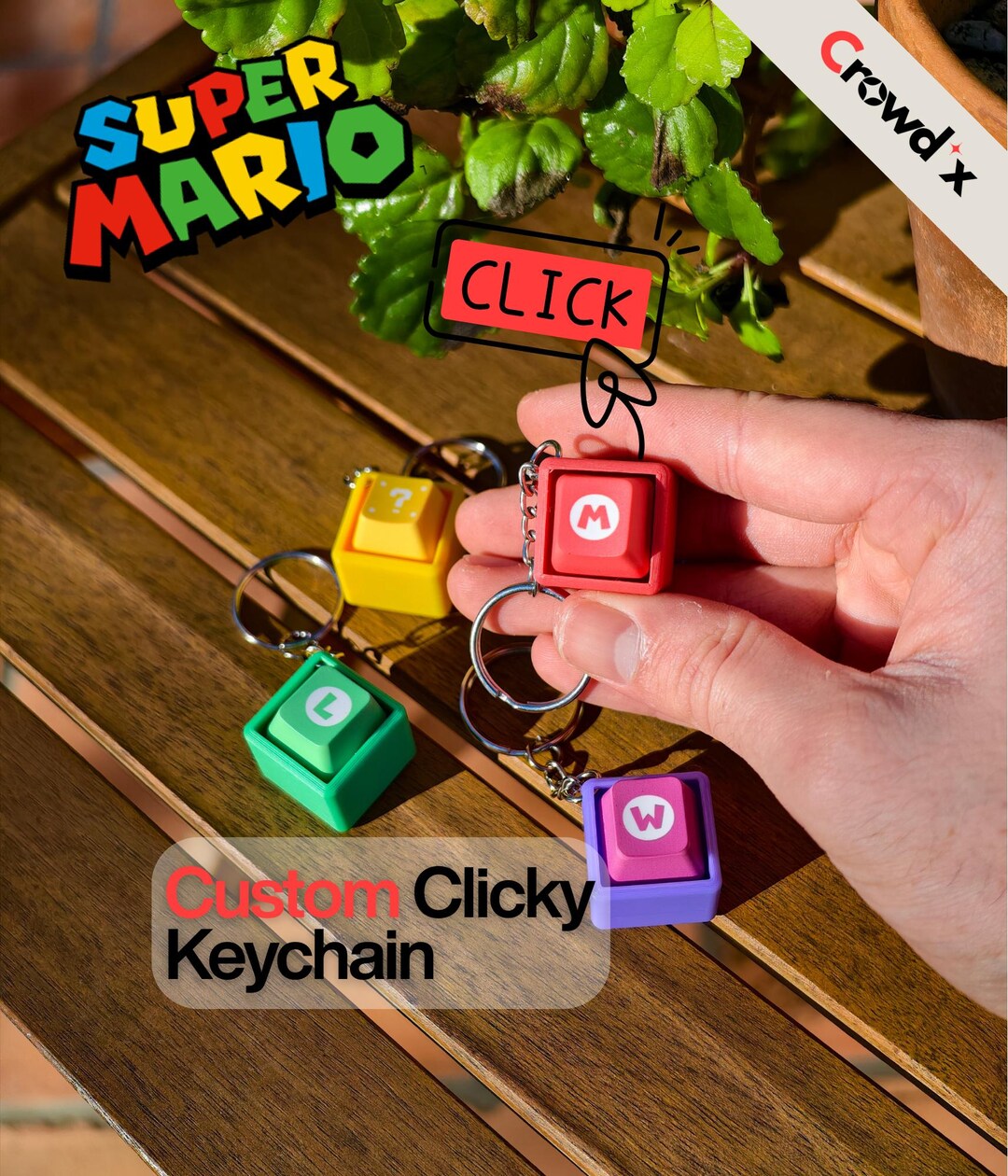 Super Mario Keycap Stress Relief Keychain – 3D Printed Click Cube Toy ...