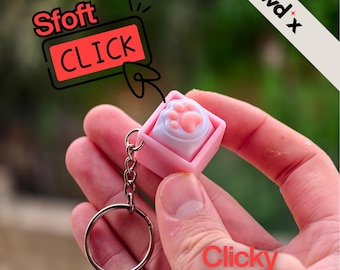 Portachiavi a forma di zampa di animale rosa - Giocattolo antistress, interruttore a scatto a cubo 3D, intercambiabile, simpatico regalo per bambini e adulti