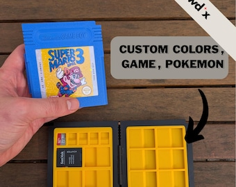 Custodia per cartucce Game Boy retrò per SD - MicroSD - Scatola di immagazzinaggio personalizzata stampata in 3D con colori, etichette e dimensioni - Regalo personalizzato