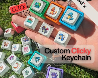Portachiavi antistress personalizzato con tasti Pokémon – Cubo antistress cliccabile, scegli tra oltre 650 Pokémon, grafica pixel art originale del gioco, Poké Ball cromatiche e Poké Ball.