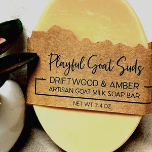 Driftwood Amber Goat Milk Soap Bar: Rustic Artisan Soap (3-4 oz) For Men