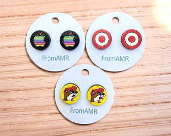 Handmade Brand Inspired Stud Earrings | Personalized & Custom Logo Designs Available