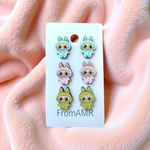 Labubu Wood Earrings | Cute Character Jewelry