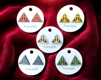 Deathly Hallows Earrings | Laser Cut Wooden Wizard Studs