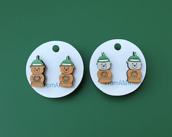 Starbucks Bear Wooden Stud Earrings | Coffee Lover Gift | Bearista Drinkware Stud