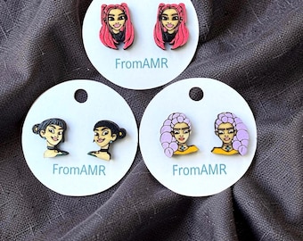 K-Pop Demon Hunters Stud Earrings | Chibi Anime Fan Gift