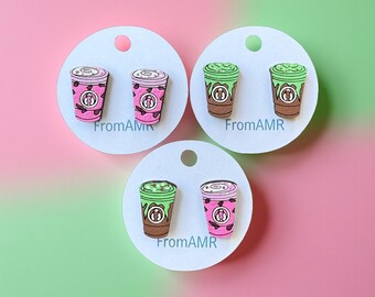Hand-Painted Coffee Drink Stud Earrings | Barista Earrings