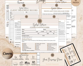 Eyelash Extension Forms Bundle – Editable Lash Templates (Canva)