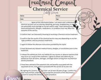 Chemical Service Consent Form, Hairstylist Liability Waiver (Canva Editable)