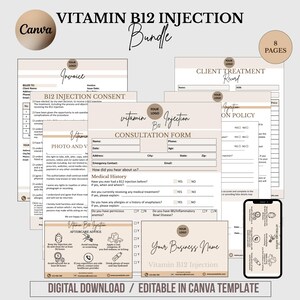 vit b12 injection consent form Intake, Consent, and Aftercare | 75 Pack | 8.5 x 11" A1 Forms | Clients Signature | Client Forms Bundle vitamin b12 injection consent form