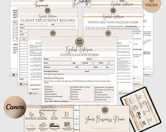 Eyelash Extension Forms Bundle – Editable Lash Business Templates (Digital Download)