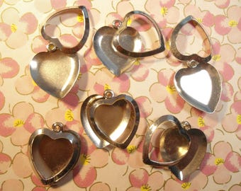 6 Silverplated Heart Picture Frames