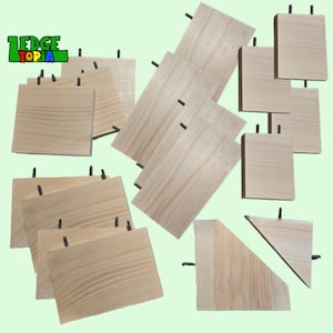 Chinchilla Ledges Set 18pc Kit - Kiln Dried Pine Shelves, Cage Setup Bundle - Degu, Rats, Birds, Squirrel Steps - Mounting Hardware Included