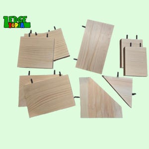 Chinchilla Ledges Set 10pc Kit - Kiln Dried Pine Shelves, Cage Setup Bundle - Degu, Rats, Birds, Squirrel Steps - Mounting Hardware Included