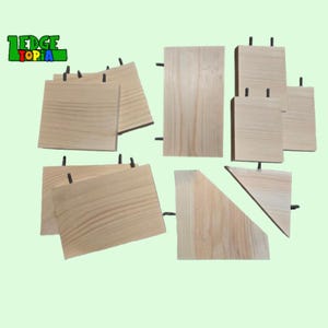 Chinchilla Ledges Set 11pc Kit - Kiln Dried Pine Shelves, Cage Setup Bundle - Degu, Rats, Birds, Squirrel Steps - Mounting Hardware Included