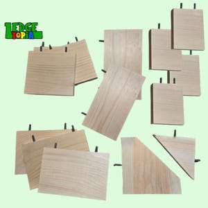 Chinchilla Ledges Set 14pc Kit - Kiln Dried Pine Shelves, Cage Setup Bundle - Degu, Rats, Birds, Squirrel Steps - Mounting Hardware Included
