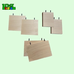 Chinchilla Ledges Set 6pc Kit - Kiln Dried Pine Shelves, Cage Setup Bundle - Degu, Rats, Birds, Squirrel Steps - Mounting Hardware Included