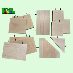 Chinchilla Ledges Set 12pc Kit - Kiln Dried Pine Shelves, Cage Setup Bundle - Degu, Rats, Birds, Squirrel Steps - Mounting Hardware Included