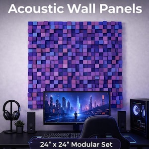 Acoustic Sound Diffuser Wall Panels 3D, Gaming & Studio Decor, Modern 24x24 Modular Set