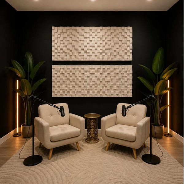3D Acoustic Panel Wall Art | Geometric Sound Diffuser for Home Theater, Studio Decor