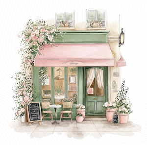Watercolor Paris Cafe Clipart, Paris Travel Art, French Coffee Shop, Printable Watercolor Clipart, Junk Journal, Digital Download image 14