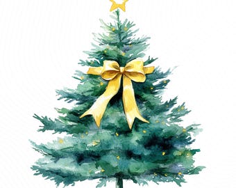 Christmas Tree Clipart, Christmas Invitations Clipart, Green Christmas PNG Bundle, Pine, Simple Xmas Tree, Digital Download