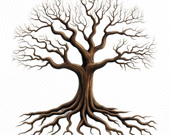 Oak Tree Clipart, Oak Family Tree, Tree Of Life Clipart, Printable Watercolor Clipart, Digital Download, Paper Craft, Junk Journal