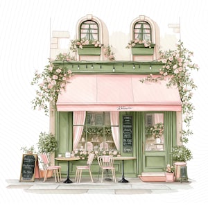 Watercolor Paris Cafe Clipart, Paris Travel Art, French Coffee Shop, Printable Watercolor Clipart, Junk Journal, Digital Download image 10