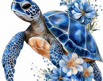 Watercolor Sea Turtle Clipart, Ocean Turtle PNG Bundle, Marine Animal Illustration, Junk Journal, Paper Craft, Digital Download