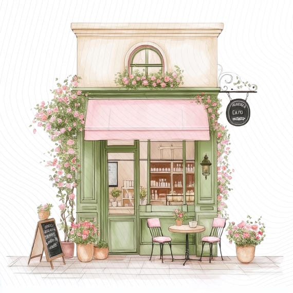 Watercolor Paris Cafe Clipart, French Cafe, Parisian Cafes, Paris Travel Art, French Coffee Shop,Digital Download