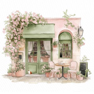 Watercolor Paris Cafe Clipart, Paris Travel Art, French Coffee Shop, Printable Watercolor Clipart, Junk Journal, Digital Download image 17