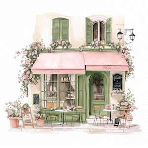 Watercolor Paris Cafe Clipart, Paris Travel Art, French Coffee Shop, Printable Watercolor Clipart, Junk Journal, Digital Download image 12