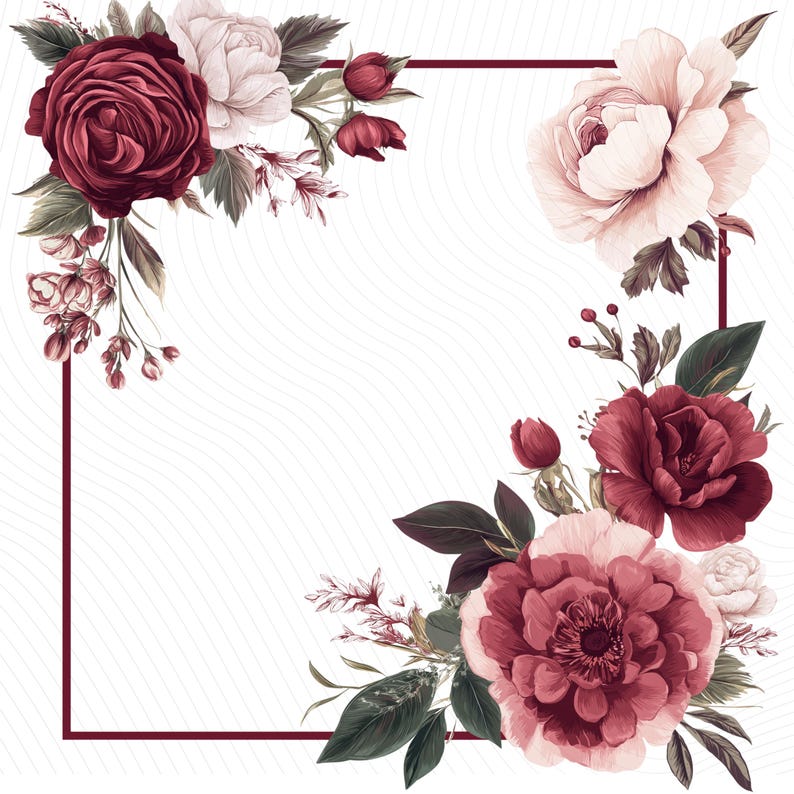 Frame Burgundy Floral Bordernull