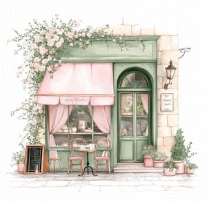 Watercolor Paris Cafe Clipart, Paris Travel Art, French Coffee Shop, Printable Watercolor Clipart, Junk Journal, Digital Download image 13