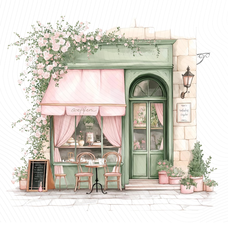 Watercolor Paris Cafe Clipart, Paris Travel Art, French Coffee Shop, Printable Watercolor Clipart, Junk Journal, Digital Download image 13