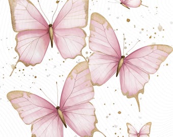 Paquete de imágenes prediseñadas de mariposas en acuarela, imágenes prediseñadas de mariposas doradas, imágenes prediseñadas de acuarela imprimibles, para diario creativo, manualidades con papel, descarga digital.