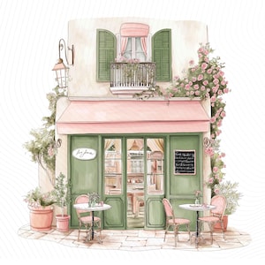 Watercolor Paris Cafe Clipart, Paris Travel Art, French Coffee Shop, Printable Watercolor Clipart, Junk Journal, Digital Download image 6