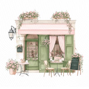 Watercolor Paris Cafe Clipart, Paris Travel Art, French Coffee Shop, Printable Watercolor Clipart, Junk Journal, Digital Download image 19