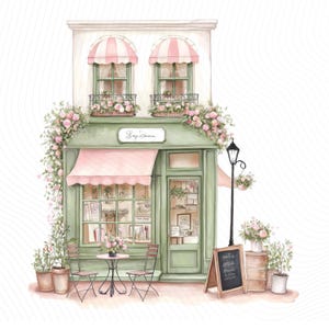 Watercolor Paris Cafe Clipart, Paris Travel Art, French Coffee Shop, Printable Watercolor Clipart, Junk Journal, Digital Download image 5