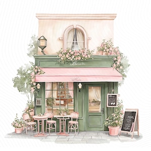 Watercolor Paris Cafe Clipart, Paris Travel Art, French Coffee Shop, Printable Watercolor Clipart, Junk Journal, Digital Download image 18