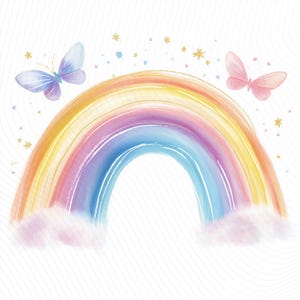 Pastell Regenbogen Clipart, Kinderzimmer Regenbogen Clipart, druckbare Aquarell Clipart, hohe Qualität PNG Clipart, digitaler Download, Junk Journal,