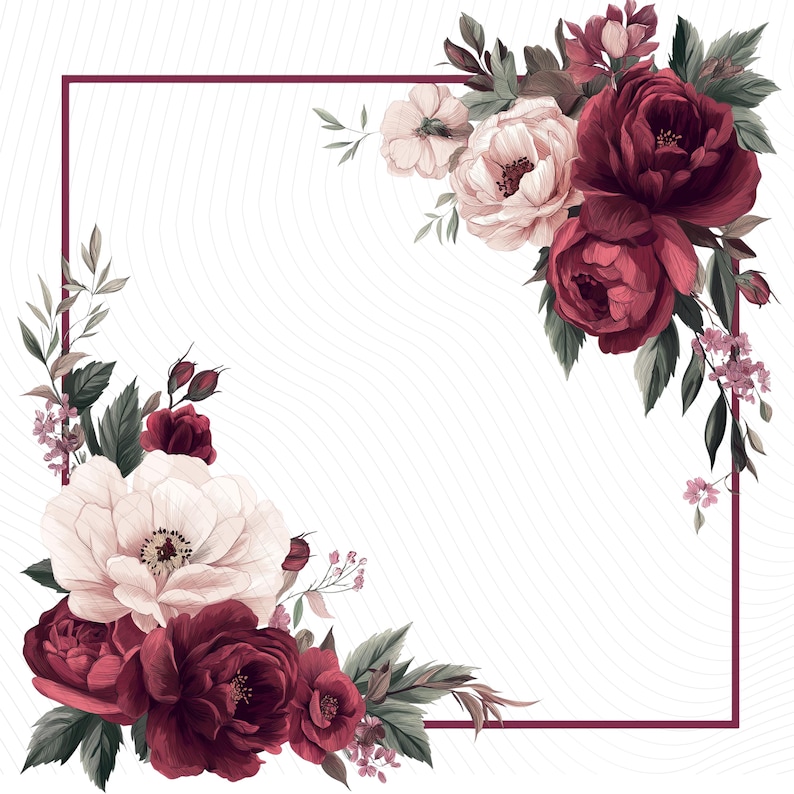 Frame Burgundy Floral Bordernull