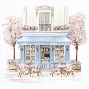Cute Paris Cafe Clipart, French Cafe Clipart Bundle, Watercolor Parisian Art, Junk Journal, Digital Download