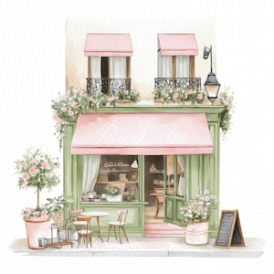Watercolor Paris Cafe Clipart, Paris Travel Art, French Coffee Shop, Printable Watercolor Clipart, Junk Journal, Digital Download image 7